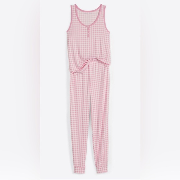 Draper James Hilary Pink Gingham Pajama Set Size Small checkered girly Lounge - Picture 3 of 13